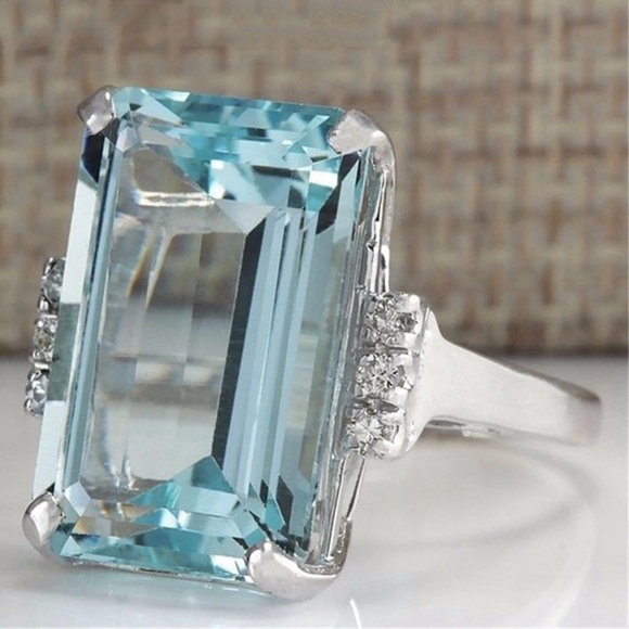 NEW๐๐BRIGHT! TOPAZ BLUE STUNNER๐๐EMERALD CUT 7 - Picture 3 of 8
